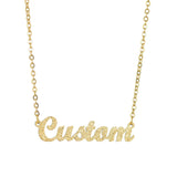 Frosted Butterfly Name Plate Necklace Personalized Stainless Steel Bling