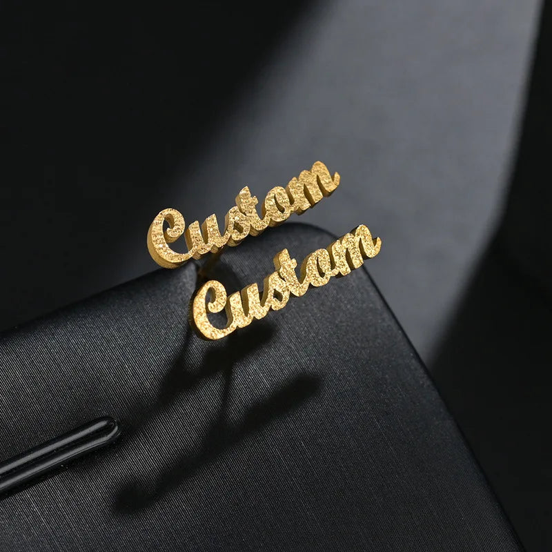 Frosted Stainless Steel Letter Earrings for Women