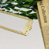 Heart Zircon Nameplate Necklace Stainless Steel Cuban Chain