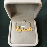 Frosted Name Necklace Personalized Stainless Steel Butterfly Pendant