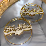 Custom Frosted Name Round Earrings Stainless Steel Personalized