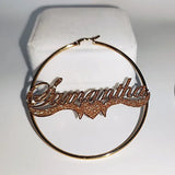 Custom Frosted Name Round Earrings Stainless Steel Personalized