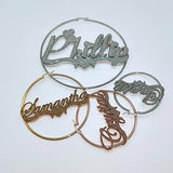 Custom Frosted Name Round Earrings Stainless Steel Personalized
