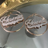 Custom Frosted Name Round Earrings Stainless Steel Personalized
