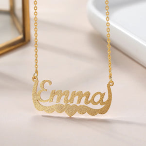 Heart Gilded Name Necklace Personalized Stainless Steel Nameplate