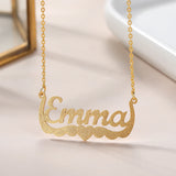 Heart Gilded Name Necklace Personalized Stainless Steel Nameplate