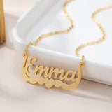 Heart Gilded Name Necklace Personalized Stainless Steel Nameplate