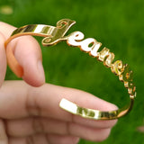 Personalized Name Bracelet Stainless Steel Bangle for Kids and Women