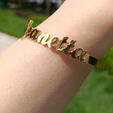 Personalized Name Bracelet Stainless Steel Bangle for Kids and Women