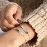 Custom Engraved Stainless Steel Bar Bracelet for Women