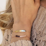 Custom Engraved Stainless Steel Bar Bracelet for Women