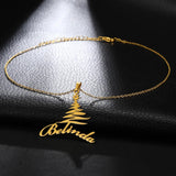Custom Christmas Tree Arc-shaped Name Necklace Stainless Steel Xmas