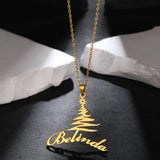 Custom Christmas Tree Arc-shaped Name Necklace Stainless Steel Xmas