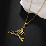 Custom Christmas Tree Arc-shaped Name Necklace Stainless Steel Xmas