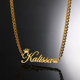 Custom Crown Name Necklace Women Men Jewelry Stainless Steel Personalized
