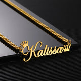 Custom Crown Name Necklace Women Men Jewelry Stainless Steel Personalized