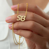 Custom Double Initials Necklaces For Women Girl Personalized Letters Pendant Nec