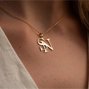 Custom Double Initials Necklaces For Women Girl Personalized Letters Pendant Nec