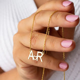 Custom Double Initials Necklaces For Women Girl Personalized Letters Pendant Nec