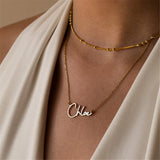 Personalized Name Necklace Stainless Steel Cursive Font Choker