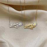 Personalized Daisy Name Necklace, Flower Jewelry