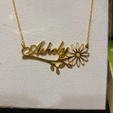 Personalized Daisy Name Necklace, Flower Jewelry