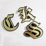 Gothic Acrylic Initial Earrings Large Studs Exaggerated Old English Letters