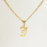 Gothic Old English Letter Necklace Personalized Nameplate Jewelry