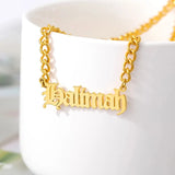 Gothic Old Eng. Name Necklace Stainless Steel Chain Men Jewelry