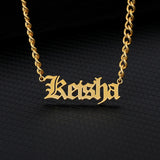 Gothic Old Eng. Name Necklace Stainless Steel Chain Men Jewelry