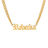 Gothic Old Eng. Name Necklace Stainless Steel Chain Men Jewelry