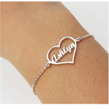 Personalized Heart Charm Name Bracelet for Women