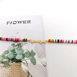 Handwriting Name Bracelet for Women Personalized Candy Beaded Rainbow Bracelets