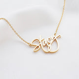 Handwriting Name Necklace Goldplated Personalized Cursive Signature Necklace