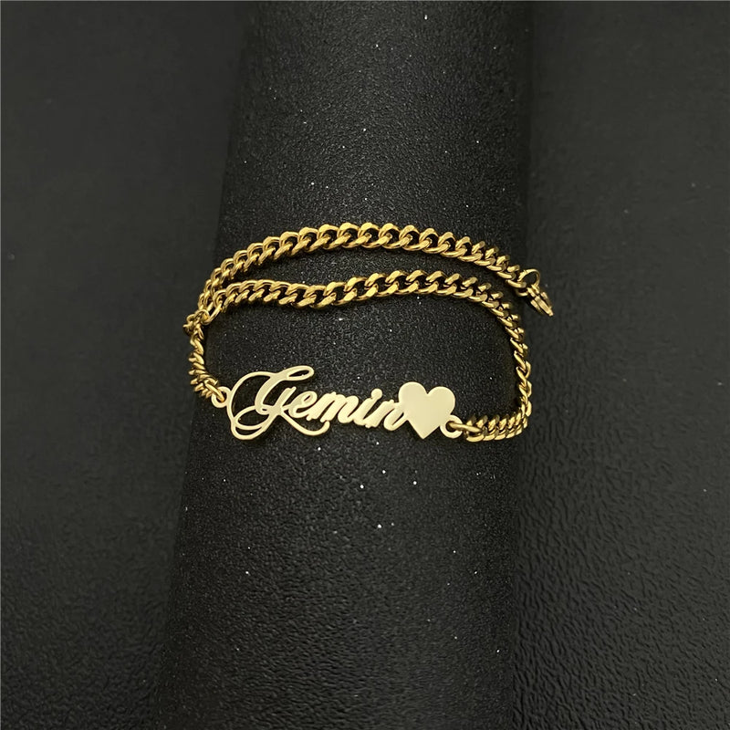 Heart Anklet Name Stainless Steel Jewelry For Christmas