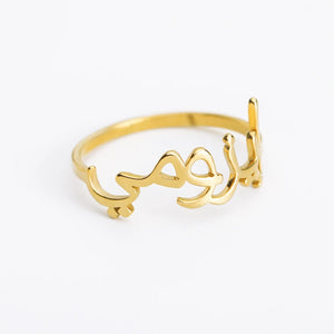 Heart Arabic Name Rings Personalized Jewelry Stainless Steel Two Farsi Names Eng