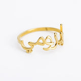 Heart Arabic Name Rings Personalized Jewelry Stainless Steel Two Farsi Names Eng