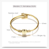 Heart Charms Engraved Name Cuff Stainless Steel Bracelet