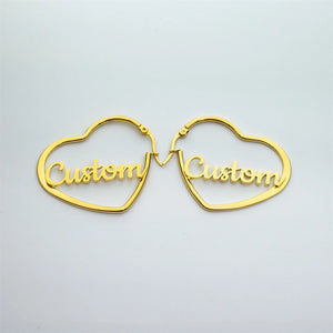 Heart Earrings For Women Hoop Pendiente Personalised Letter Jewelry