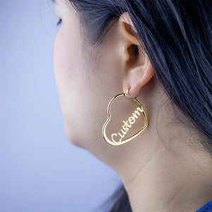 Heart Earrings For Women Hoop Pendiente Personalised Letter Jewelry