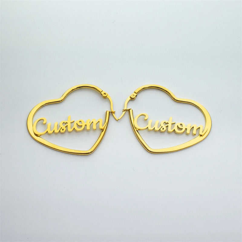 Heart Earrings For Women Hoop Pendiente Personalised Letter Jewelry