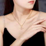 Colorful Plated Heart Flower Initial Letter Necklace for Women