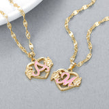 Colorful Plated Heart Flower Initial Letter Necklace for Women