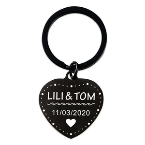 Heart Keychain Personalized Name Anniversary Gift For Boyfriend Girlfriend