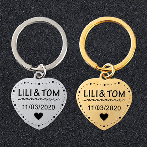 Heart Keychain Personalized Name Anniversary Gift For Boyfriend Girlfriend