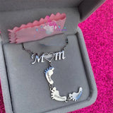 Heart Mom Necklace Stainless Steel Footprint Pendant Gift