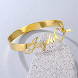 Heart Name Bangles Stainless Steel Personalized Ribbon Nameplate Bracelets