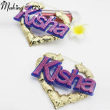 Heart Name Earrings Alphabet Stainless Steel Aretes