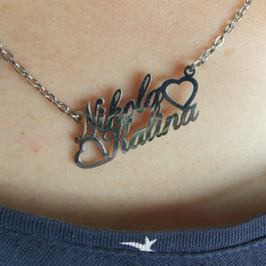 Heart Name Necklace For Women Couple Personalized Any Letter Nameplate Pendant