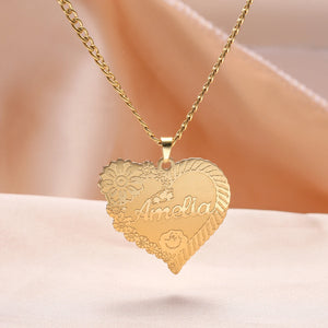 Heart Name Necklace Personalized Nameplate Pendant